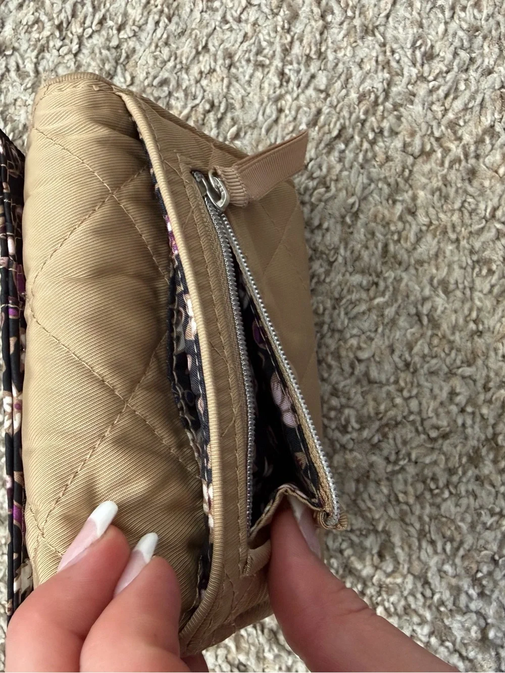 Vera Bradley Quilted Trifold Wallet - Camel Tan
